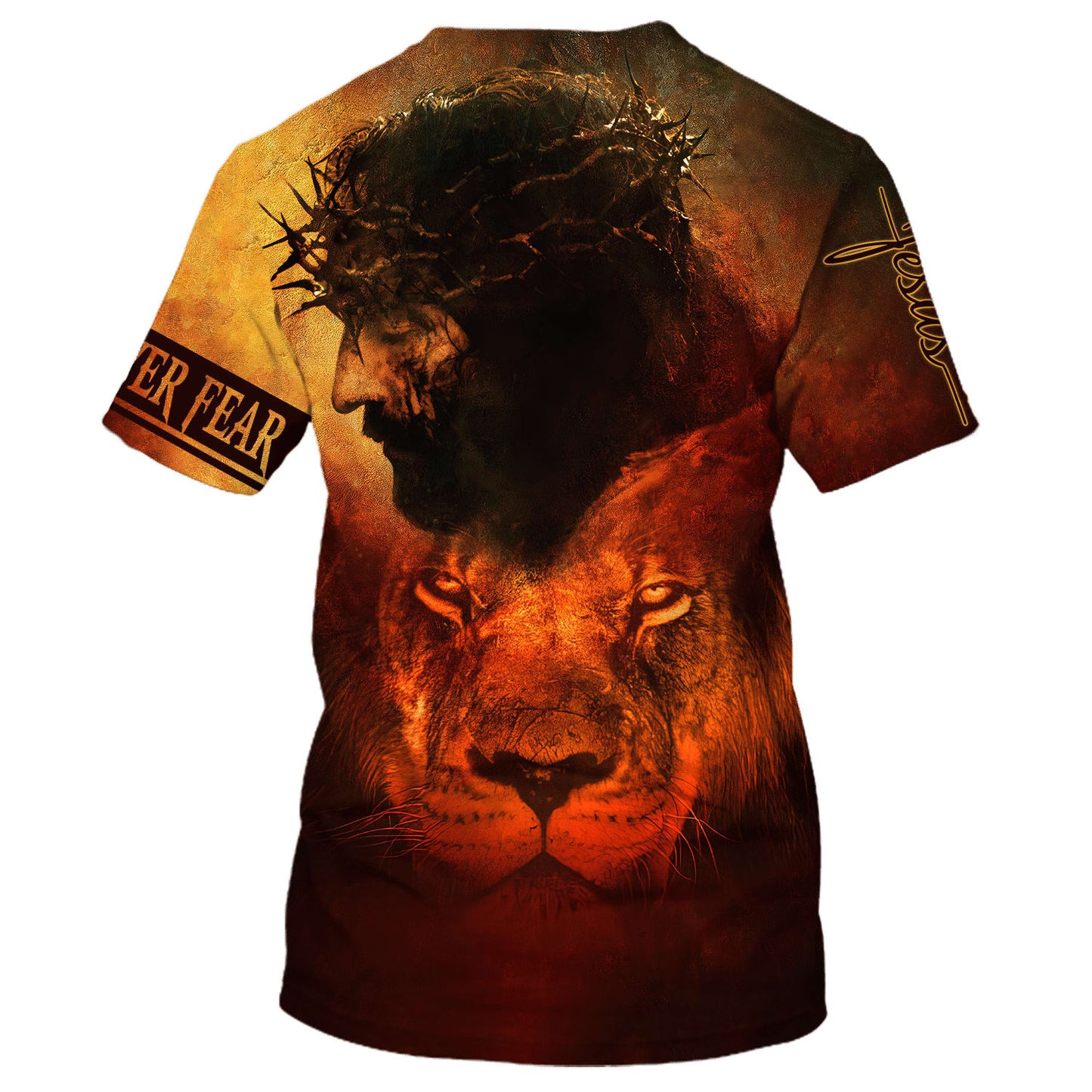 Faith Over Fear Shirts - Jesus And The Lion 3D All Over Printed Shirt for Men and Women