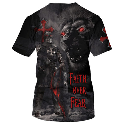 Faith Over Fear Warrior Lion 3D All Over Printed Shirt for Men and Women