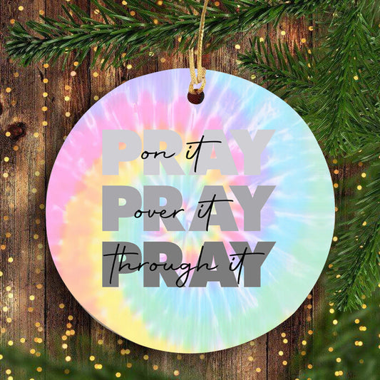 Faith Prayer Ceramic Circle Ornament - Decorative Ornament - Christmas Ornament