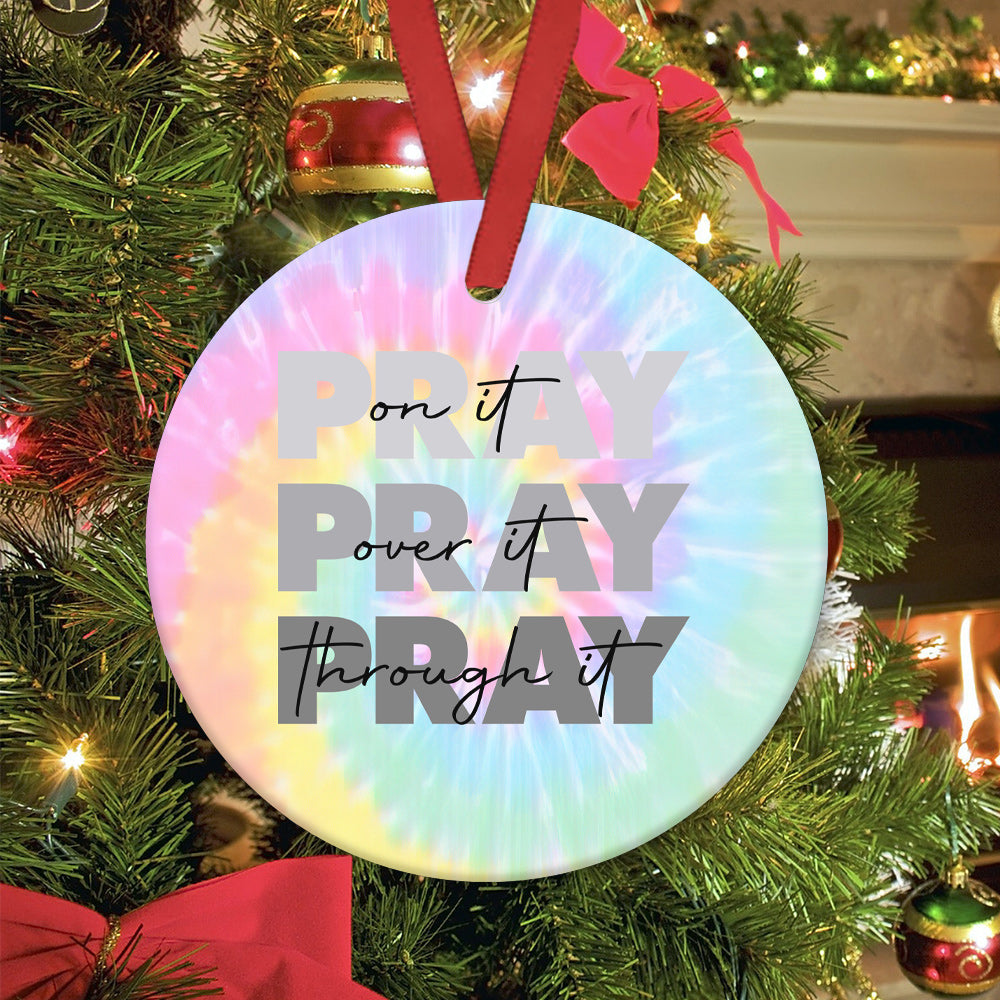 Faith Prayer Ceramic Circle Ornament - Decorative Ornament - Christmas Ornament
