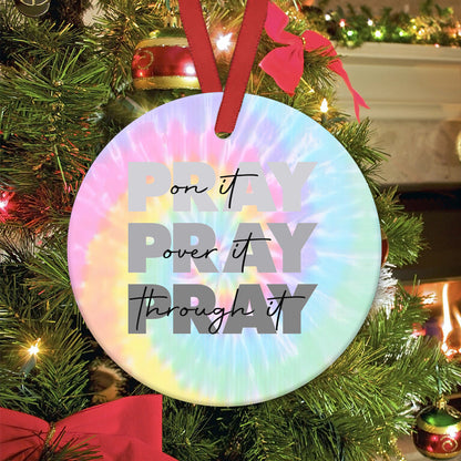 Faith Prayer Ceramic Circle Ornament - Decorative Ornament - Christmas Ornament