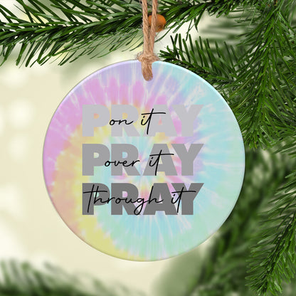Faith Prayer Ceramic Circle Ornament - Decorative Ornament - Christmas Ornament