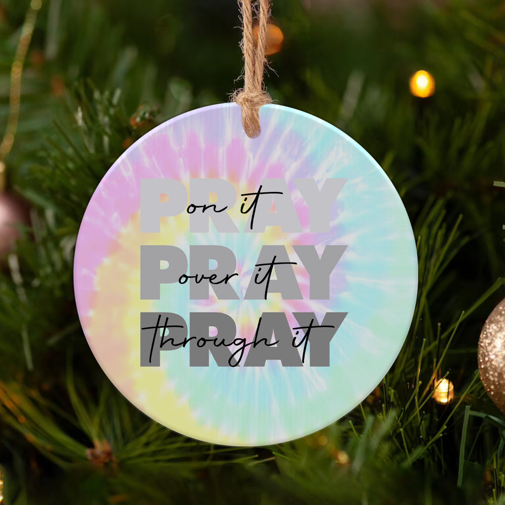 Faith Prayer Ceramic Circle Ornament - Decorative Ornament - Christmas Ornament