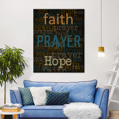 Faith Prayer Hope Canvas Wall Art - Christian Wall Decor Art - Religious Wall Decor