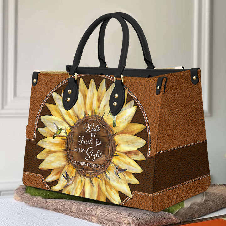 Faith Sun Flower Leather Bag - Women's Pu Leather Bag - Gift For Grandmothers