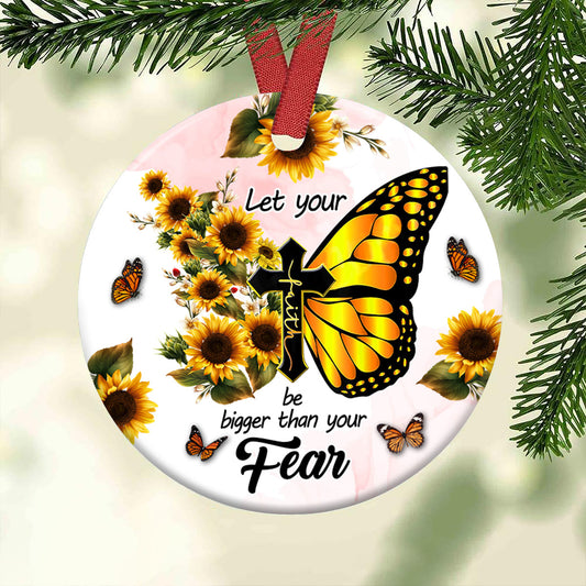 Faith Sunflower Ceramic Circle Ornament - Decorative Ornament - Christmas Ornament
