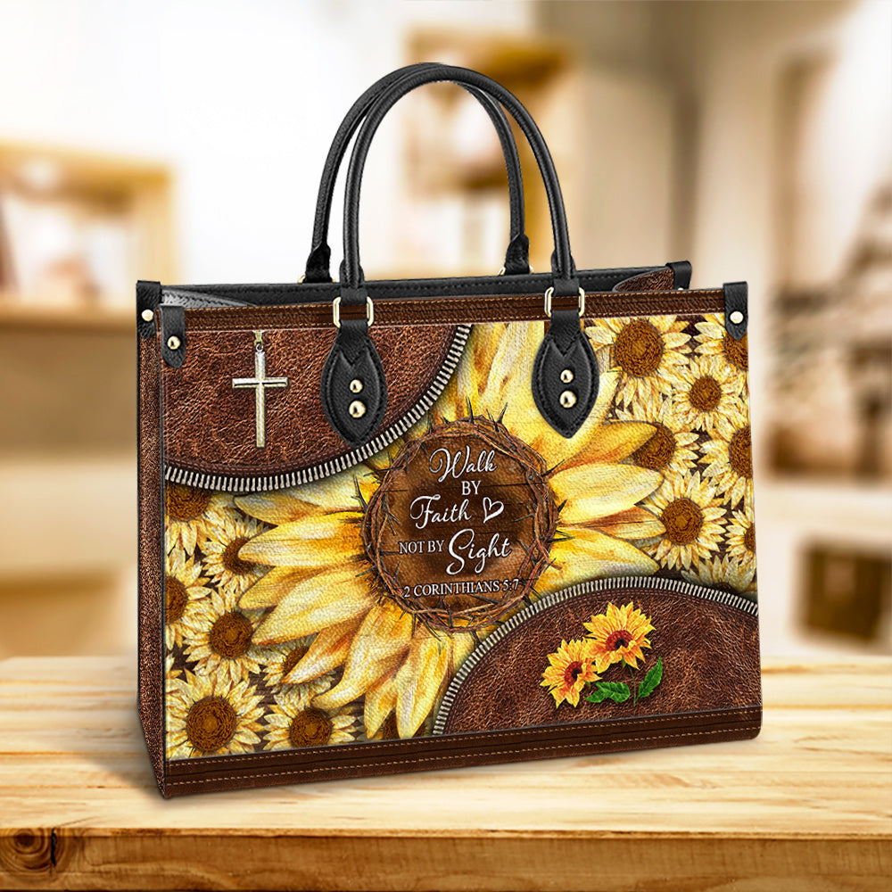Faith Sunflower Leather Bag - Women's Pu Leather Bag - Gift For Grandmothers