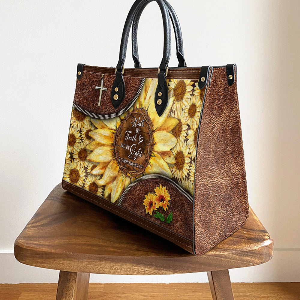 Faith Sunflower Leather Bag - Women's Pu Leather Bag - Gift For Grandmothers