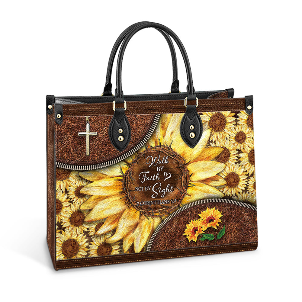Faith Sunflower Leather Bag - Women's Pu Leather Bag - Gift For Grandmothers
