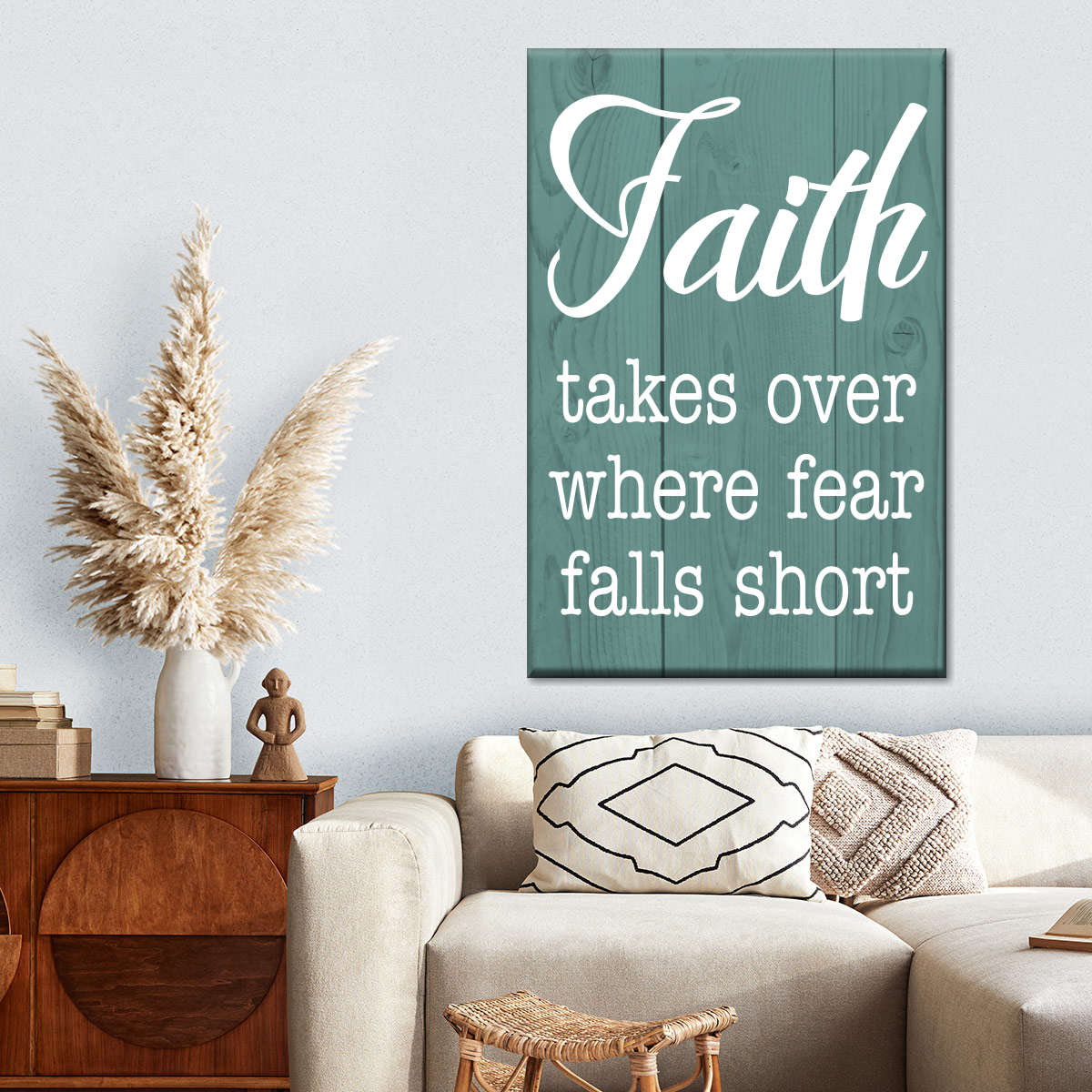 Faith Takes Over Wood Panel Canvas Wall Art - Christian Wall Decor Art - Religious Wall Decor