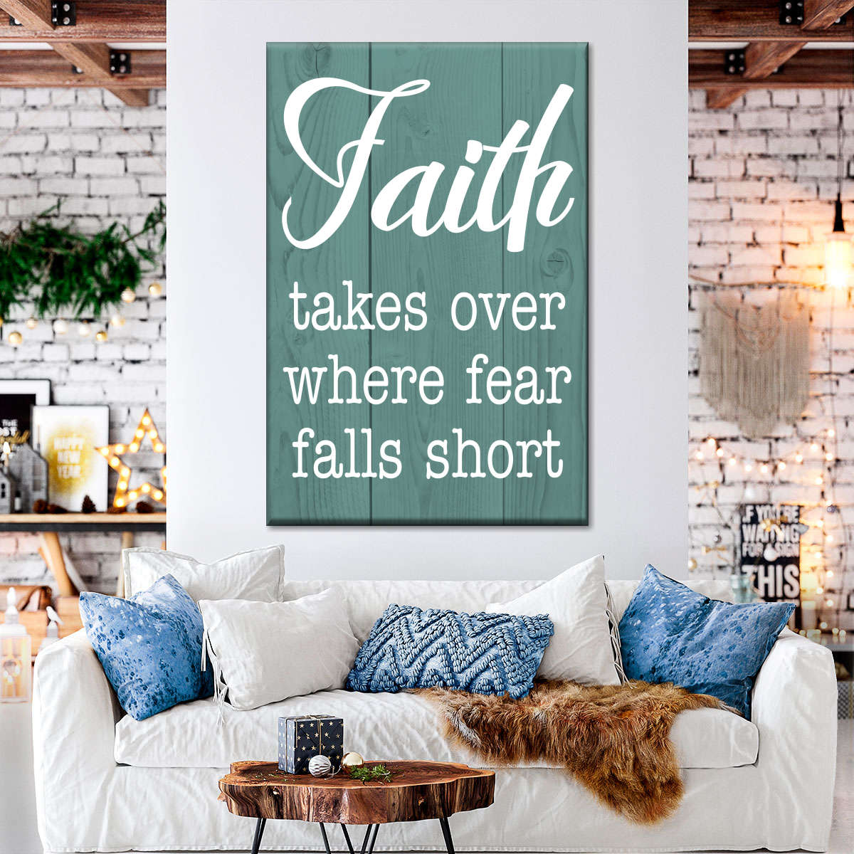 Faith Takes Over Wood Panel Canvas Wall Art - Christian Wall Decor Art - Religious Wall Decor