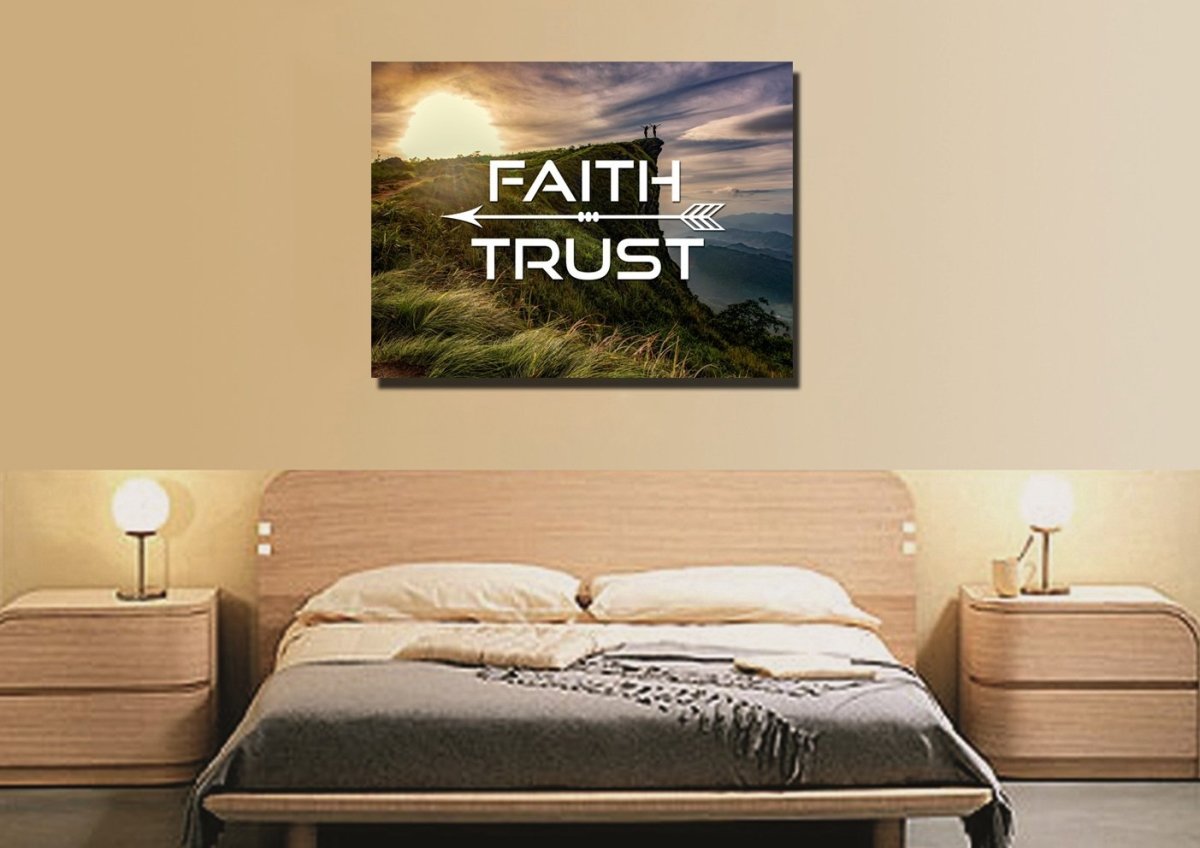 Faith Trust Christian Quotes Wall Art Canvas - Christian Canvas Wall Art