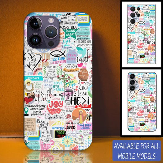 Faith Trust In The Lord Sticker Personalized Phone Case - Christian Phone Case - Bible Verse Phone Case