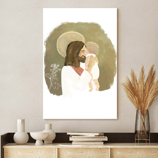 Faith to Save Jesus Christ and Child Art - Jesus Painting On Canvas - Art For Wall