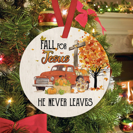 Fall For Jesus Ceramic Circle Ornament - Decorative Ornament - Christmas Ornament