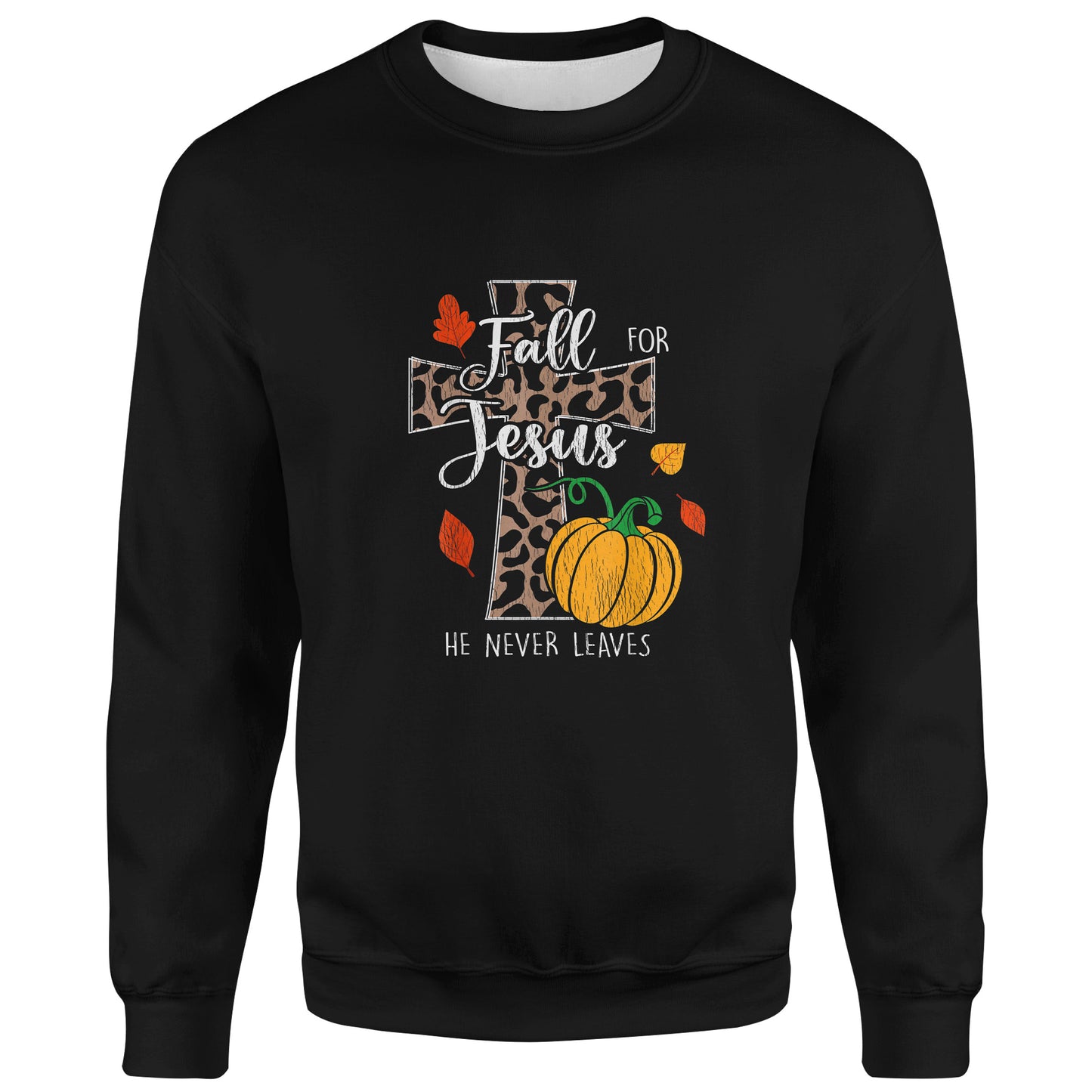 Fall For Jesus He Never Leave Pumpkin Thanksgiving Christian T-Shirt