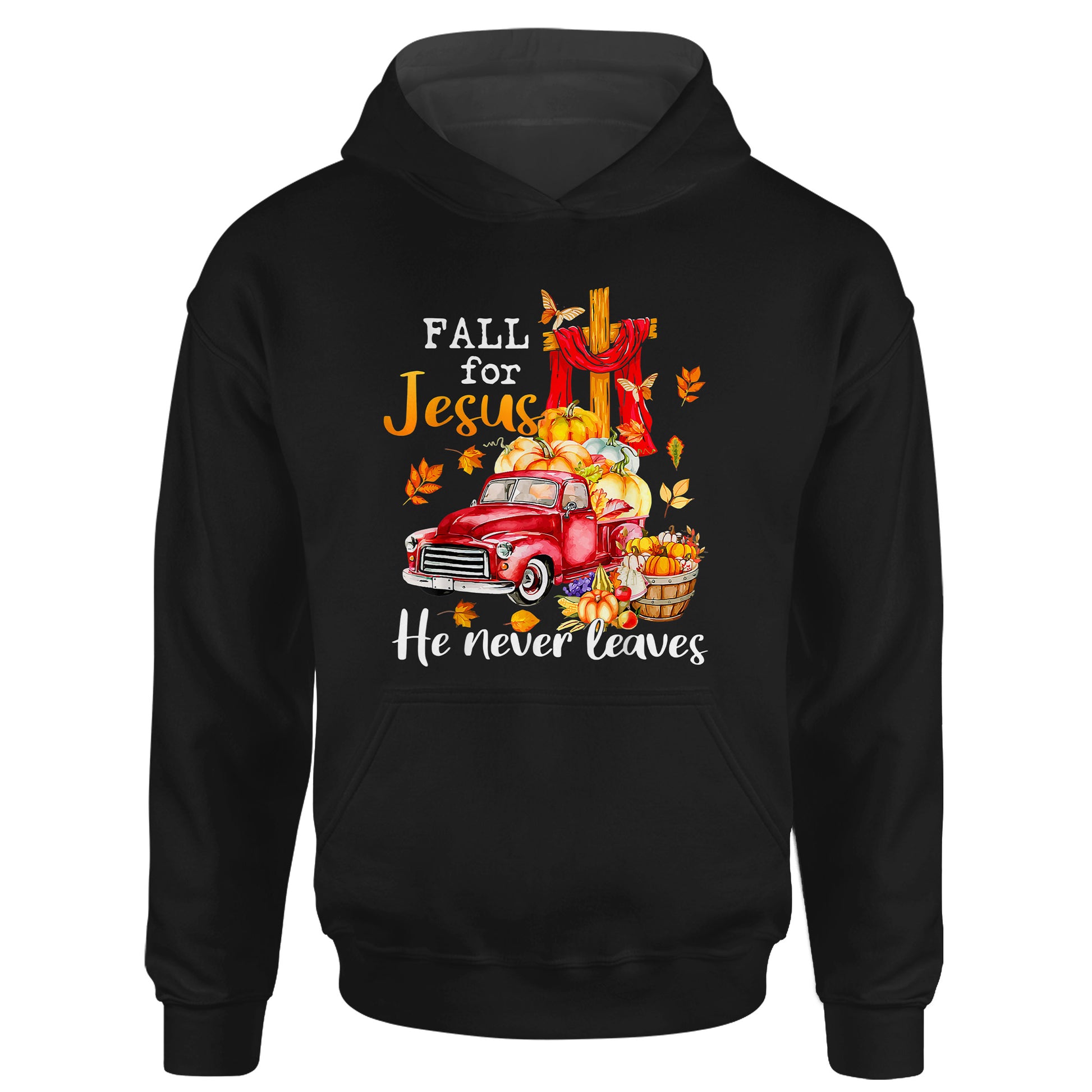 Fall For Jesus He Never Leaves Autumn Christian Prayer Thanksgiving T-Shirt