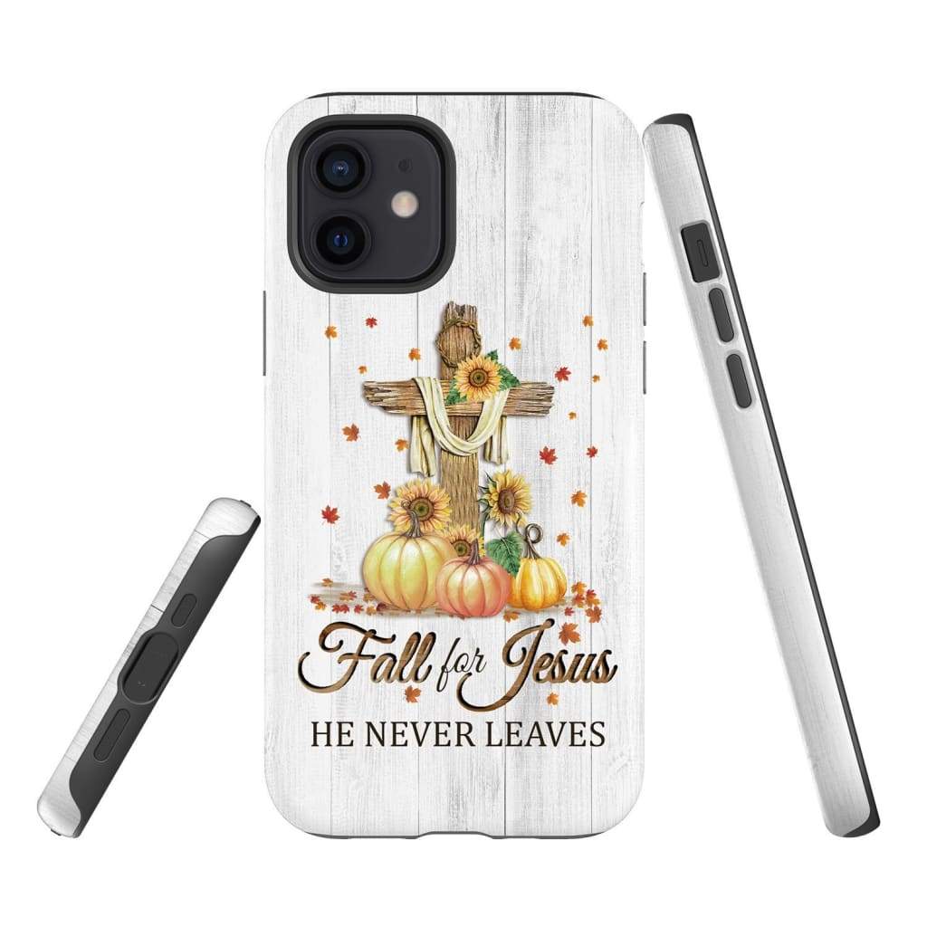 Fall For Jesus He Never Leaves Cross Pumpkin Thanksgiving Phone Case - Bible Verse Phone Cases Samsung