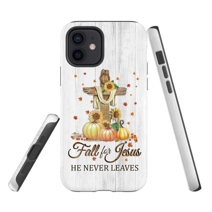 Fall For Jesus He Never Leaves Cross Pumpkin Thanksgiving Phone Case - Bible Verse Phone Cases Samsung