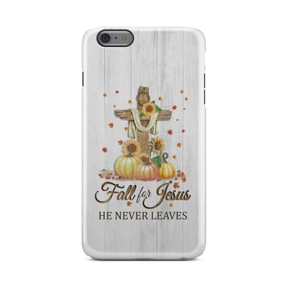 Fall For Jesus He Never Leaves Cross Pumpkin Thanksgiving Phone Case - Bible Verse Phone Cases Samsung