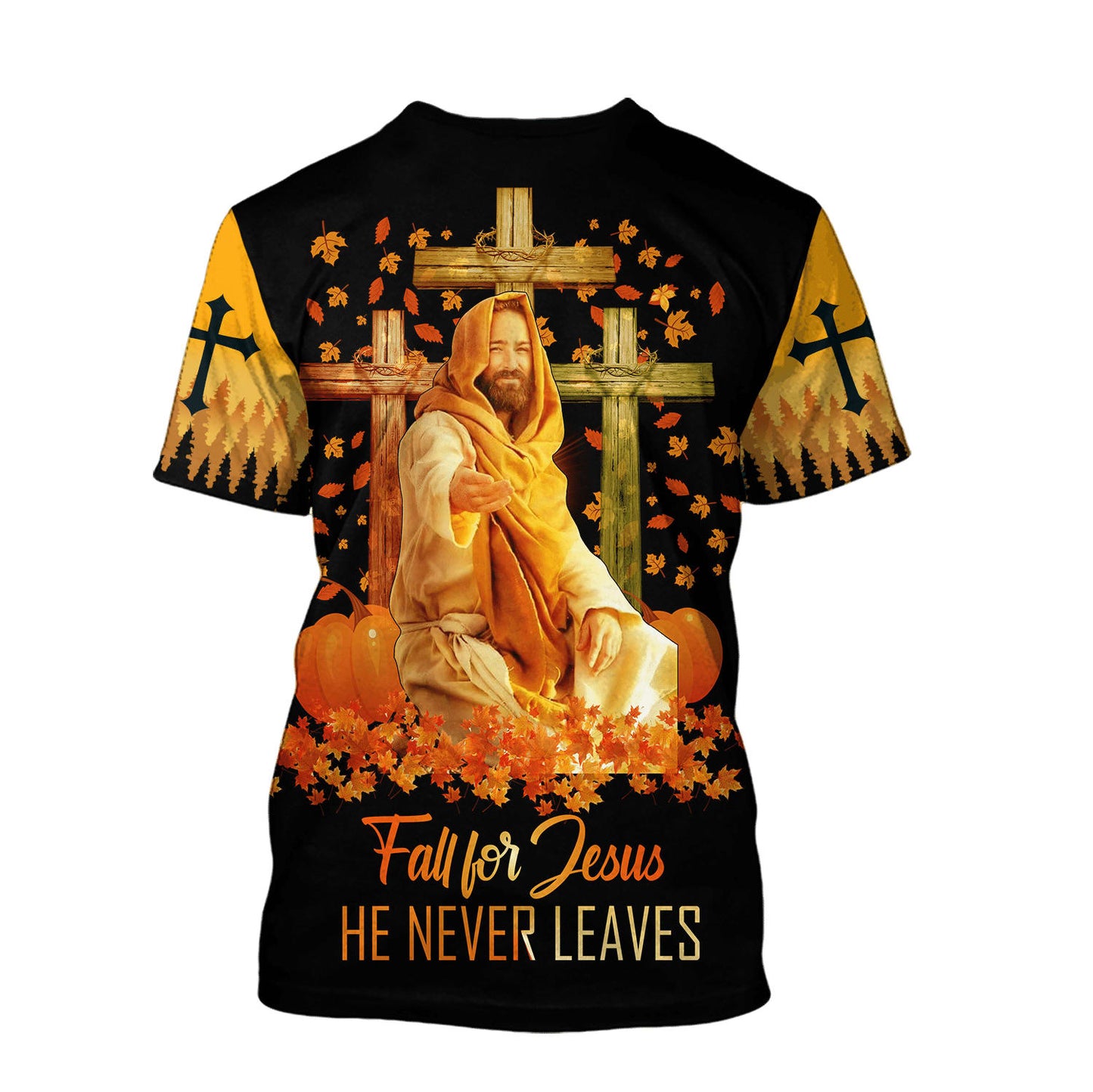 Fall For Jesus He Never Leaves Jesus Unisex Shirts - Christian 3d Shirts For Men Women