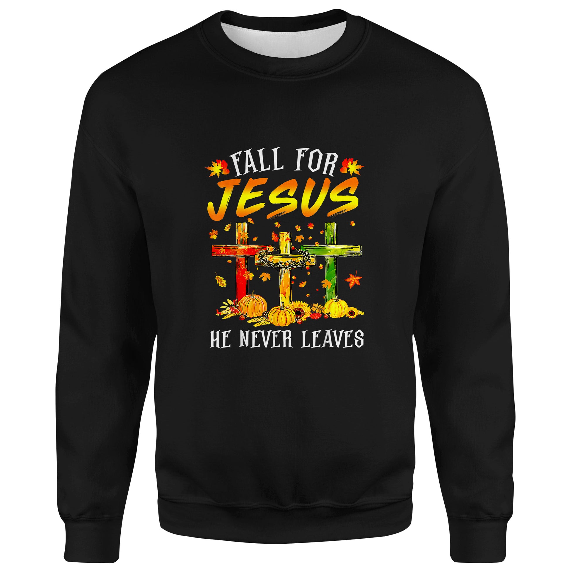 Fall For Jesus He Never Leaves Pumpkins Thanksgiving T-Shirt