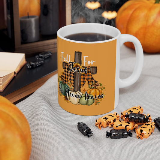 Fall For Jesus Mug - Christian Mug - Bible Verse Mugs - Scripture Mugs