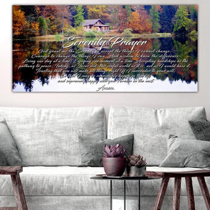 Fall Lake Serenity Prayer Wall Art - Christian Canvas Wall Art