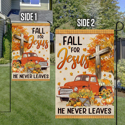 Fall Truck With Pumpkins Fall For Jesus He Never Leaves Halloween Flag