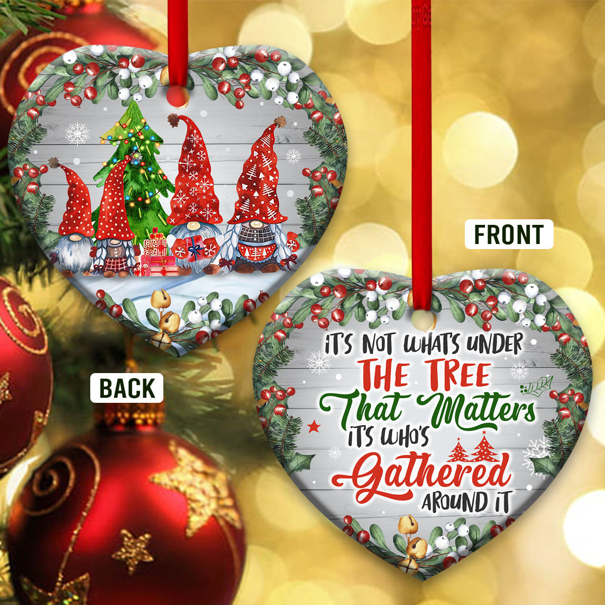Family Christmas Its Not What Under The Tree Its Whos Gathered Around It Heart Ornament - Christmas Ornament - Ciaocustom