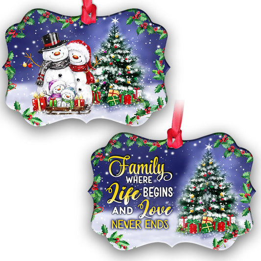 Family Christmas Where Life Begins And Love Never Ends 2 Metal Ornament - Christmas Ornament - Christmas Gift