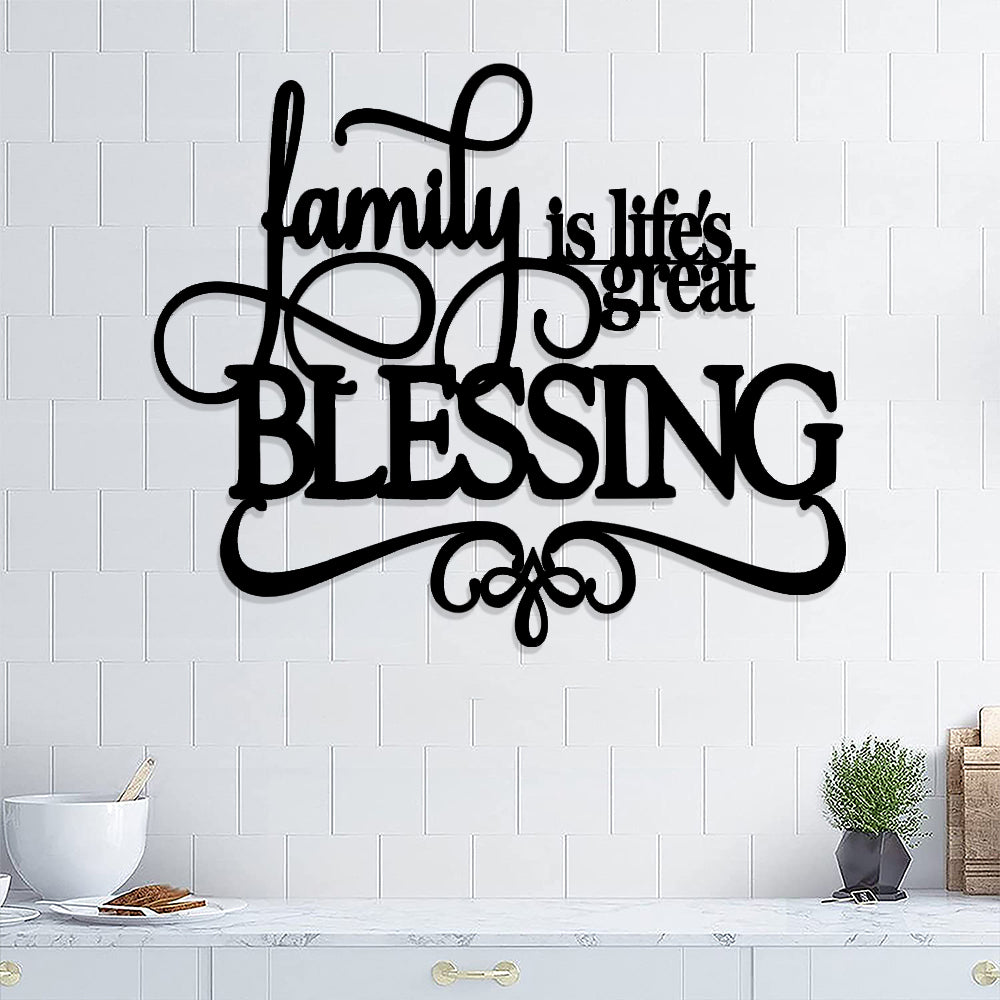 Family Is Life's Greatest Blessing Metal Sign - Christian Metal Wall Art - Religious Metal Wall Art