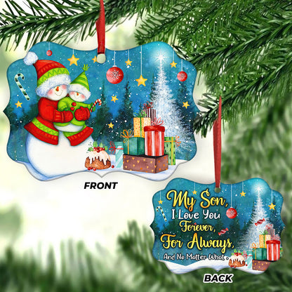 Family Mas Snowman I Love You Forever Metal Ornament - Christmas Ornament - Christmas Gift