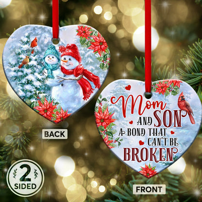 Family Mas Snowman Mom And Son A Bond Broken Heart Ornament - Christmas Ornament - Ciaocustom