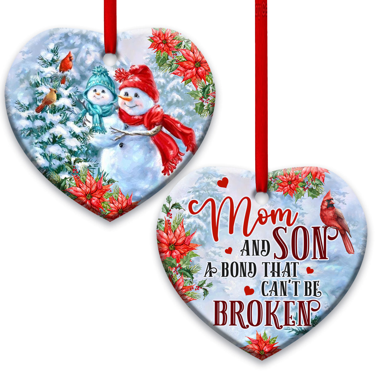 Family Mas Snowman Mom And Son A Bond Broken Heart Ornament - Christmas Ornament - Ciaocustom