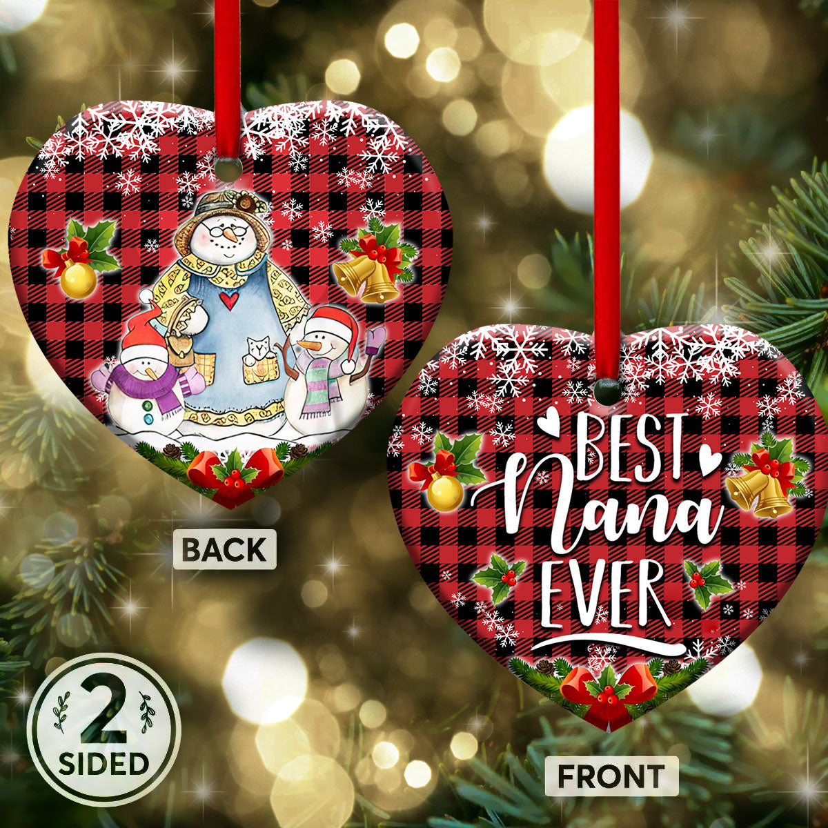 Family Snowman Gift For Grandma Our Nana Is The Best Nana Ever Heart Ceramic Ornament - Christmas Ornament - Christmas Gift