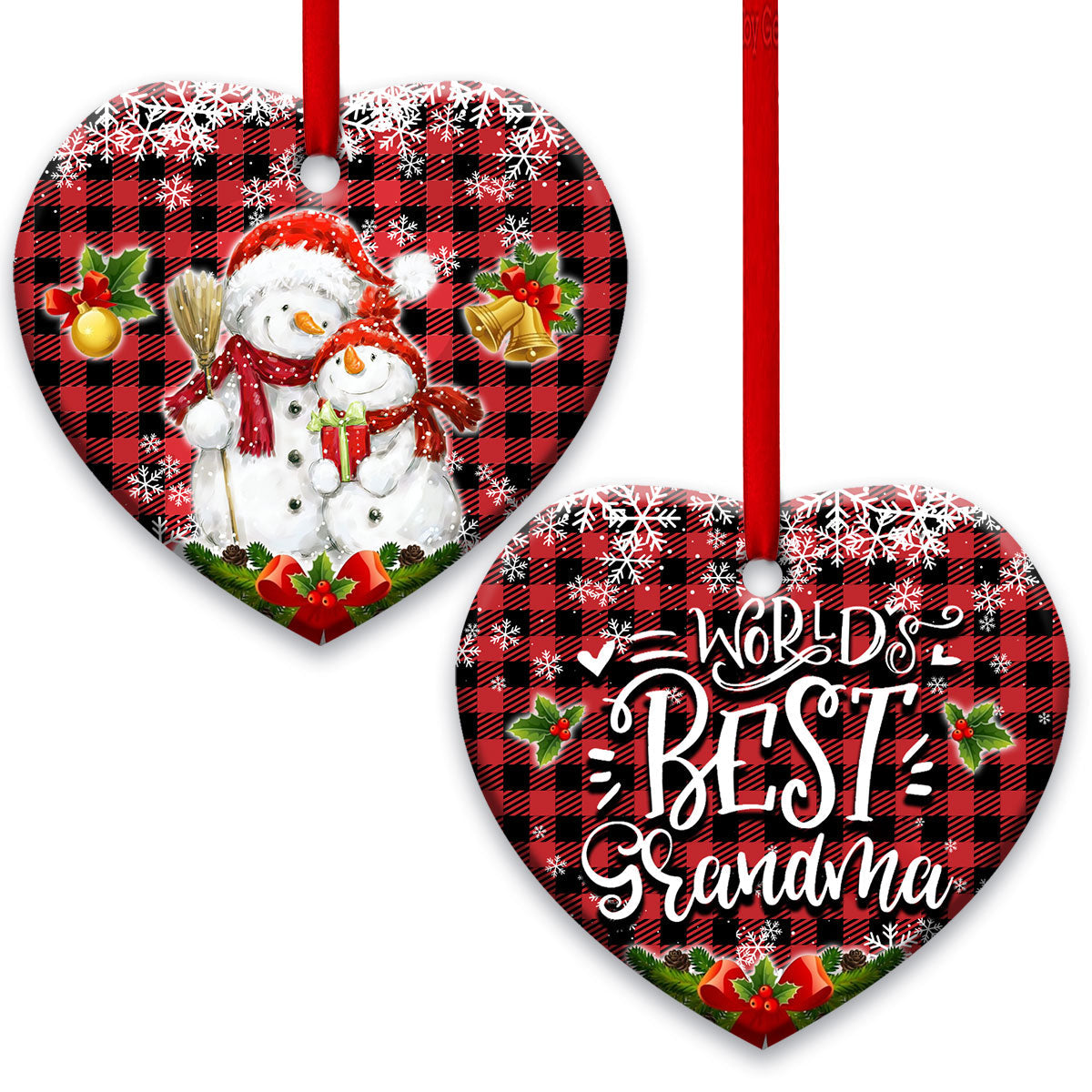 Family Snowman World Best Grandma Heart Ornament - Christmas Ornament - Ciaocustom