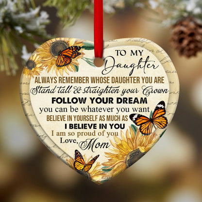 Family To My Daughter Butterfly 2 Heart Ceramic Ornament - Christmas Ornament - Christmas Gift
