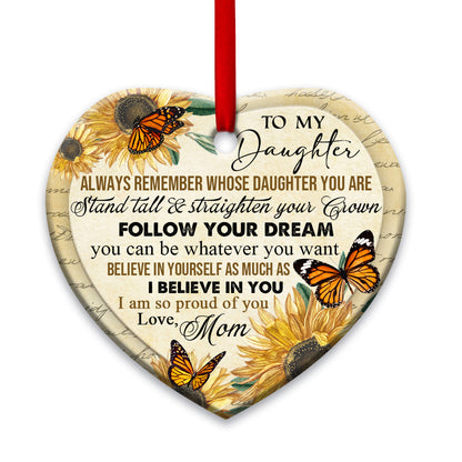Family To My Daughter Butterfly 2 Heart Ceramic Ornament - Christmas Ornament - Christmas Gift