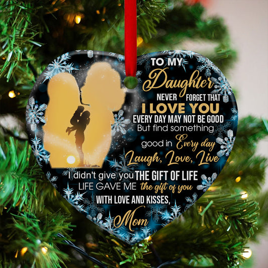 Family To My Daughter Heart Ornament - Christmas Ornament - Ciaocustom