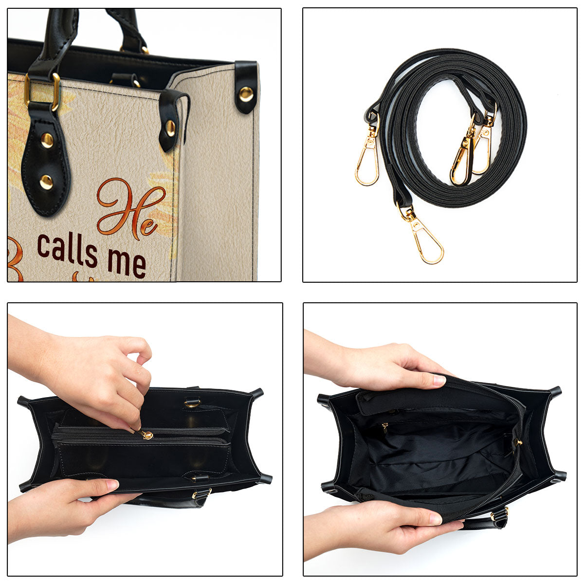 Fancy Sunflower Leather Bag - He Calls Me Beautiful One - Christian Pu Leather Bags For Women