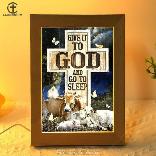 Farm Cattle, Night Sleep, Star Sky, Give It To God And Go To Sleep Frame Lamp