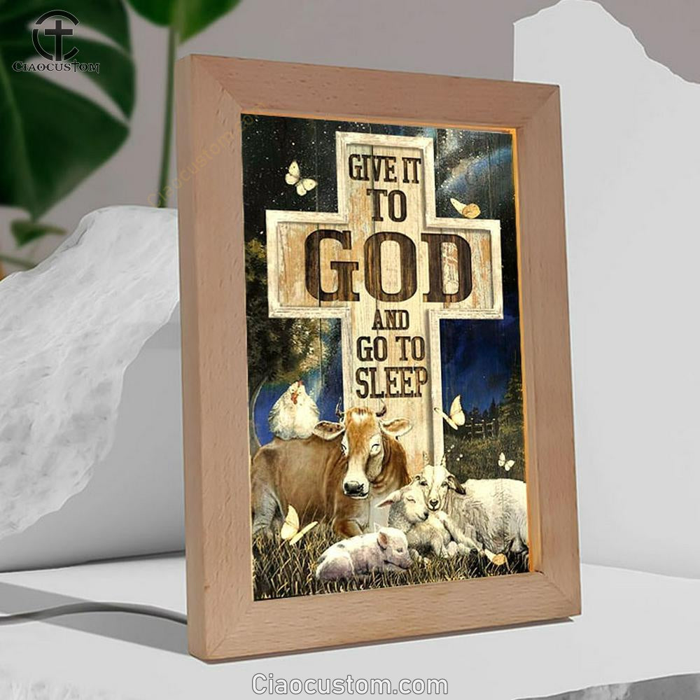 Farm Cattle, Night Sleep, Star Sky, Give It To God And Go To Sleep Frame Lamp