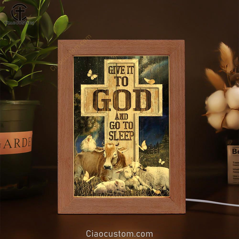 Farm Cattle, Night Sleep, Star Sky, Give It To God And Go To Sleep Frame Lamp