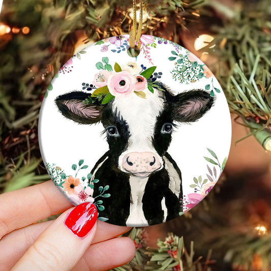 Farm Cow Beautiful Circle Ornament - Christmas Ornament - Ciaocustom