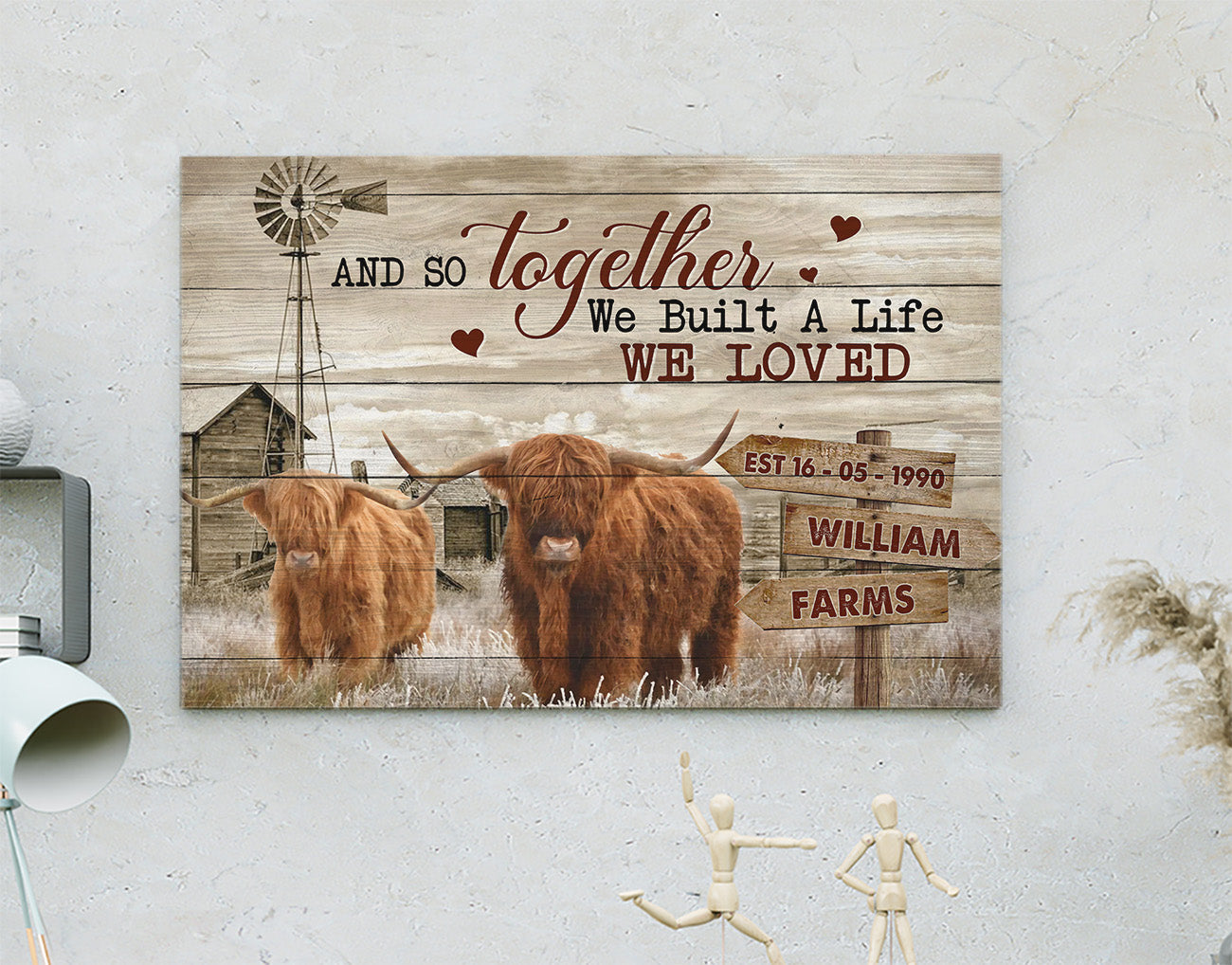 Farm Cow Canvas - And So Together We Built A Life We Loved Canvas Wall Art - Personalized Name