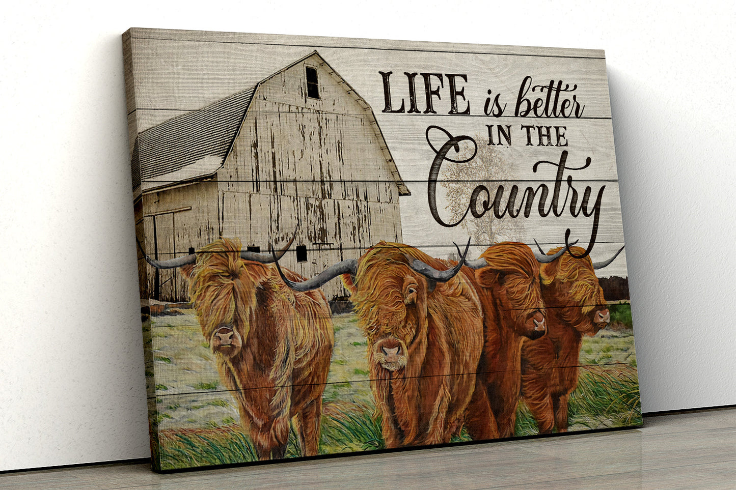 Farm Cow Life Is Better In The Country Wall Art Decor Canvas