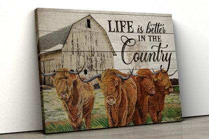 Farm Cow Life Is Better In The Country Wall Art Decor Canvas