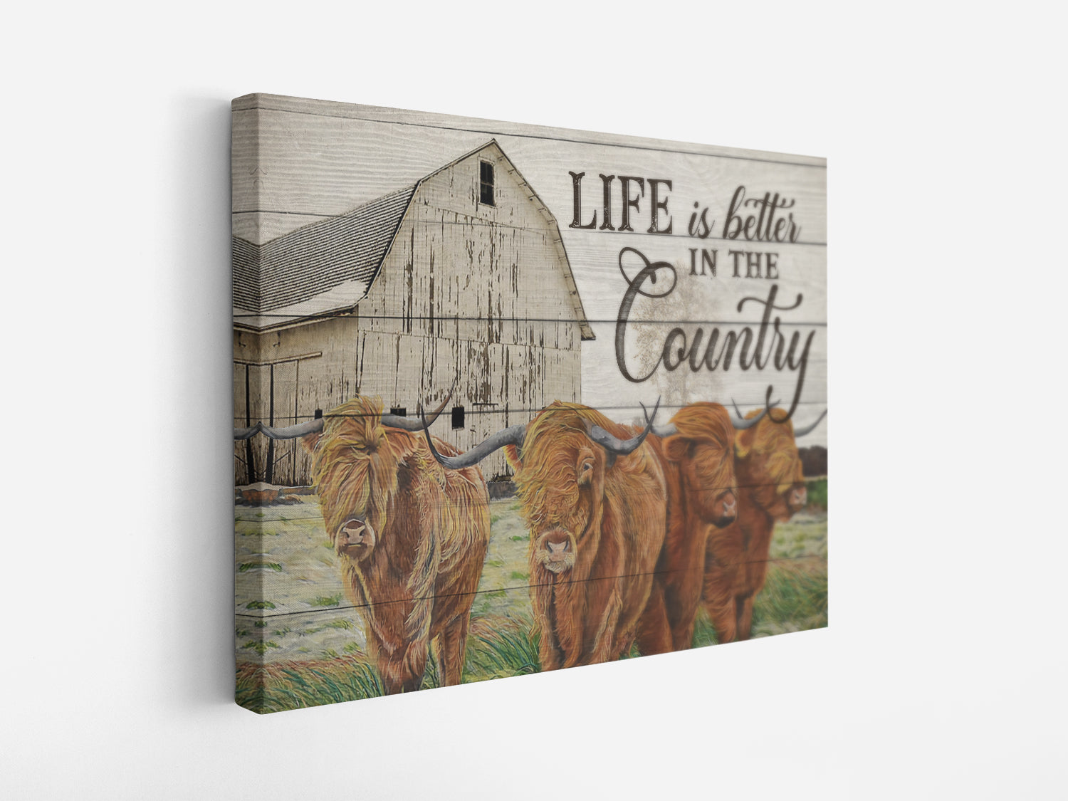 Farm Cow Life Is Better In The Country Wall Art Decor Canvas
