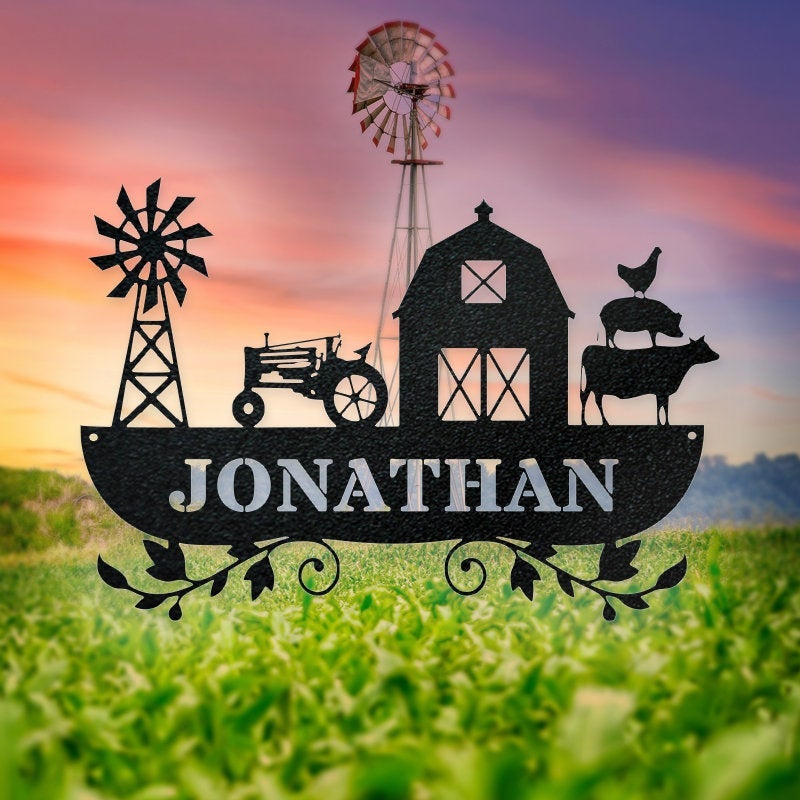 Farm Life Monogram Sign Personalized Farmhouse Sign Custom Farm Decor ...